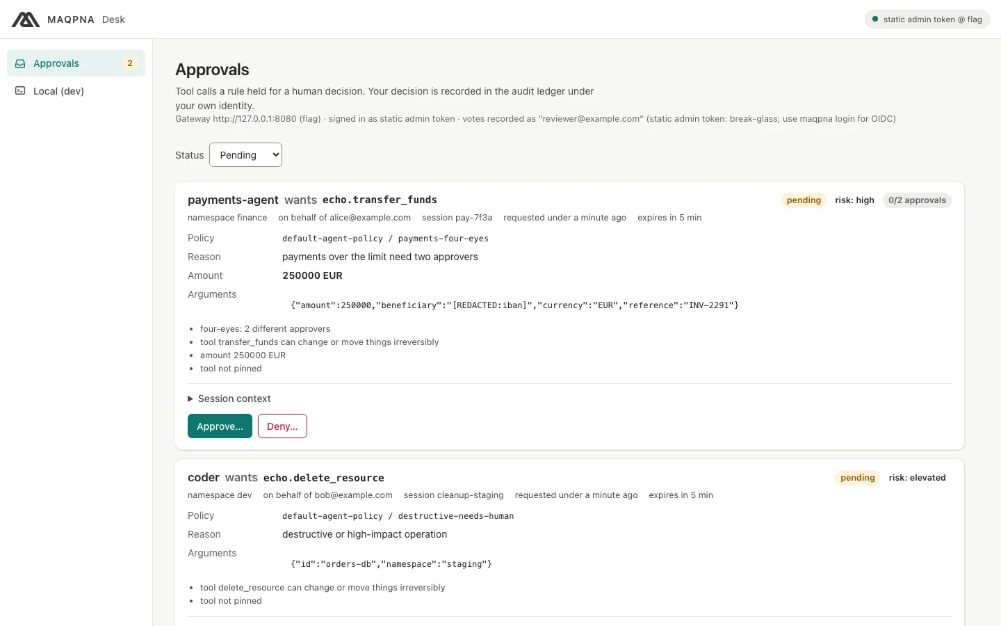 MAQPNA Desk inbox in the light theme